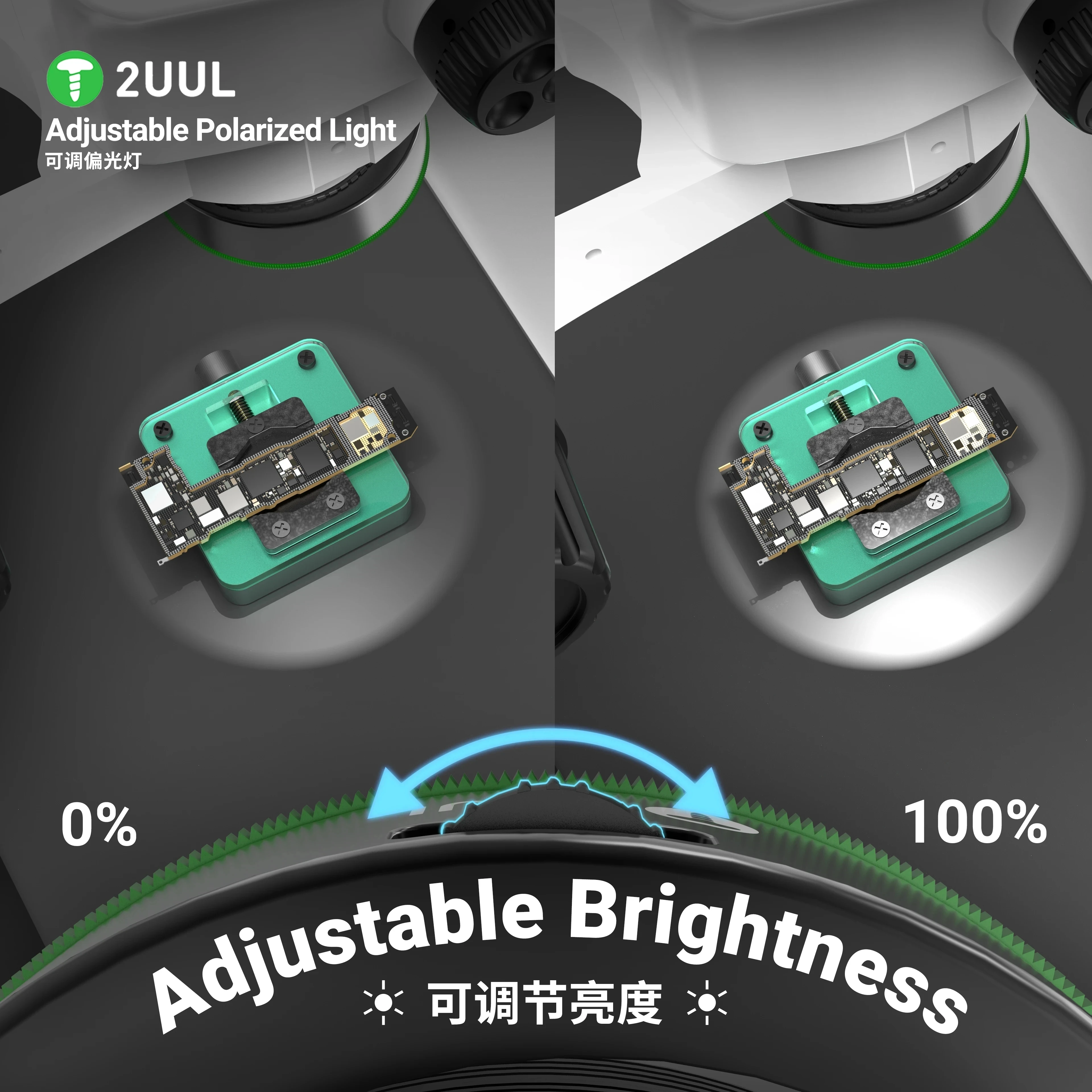 Lampa Mikroskopowa 2UUL z Regulacją Polaryzacji Światła MS97, Regulacją Jasności, Odporna na Kurz, Narzędzia do Naprawy Telefonów Komórkowych od Pioneer Tools