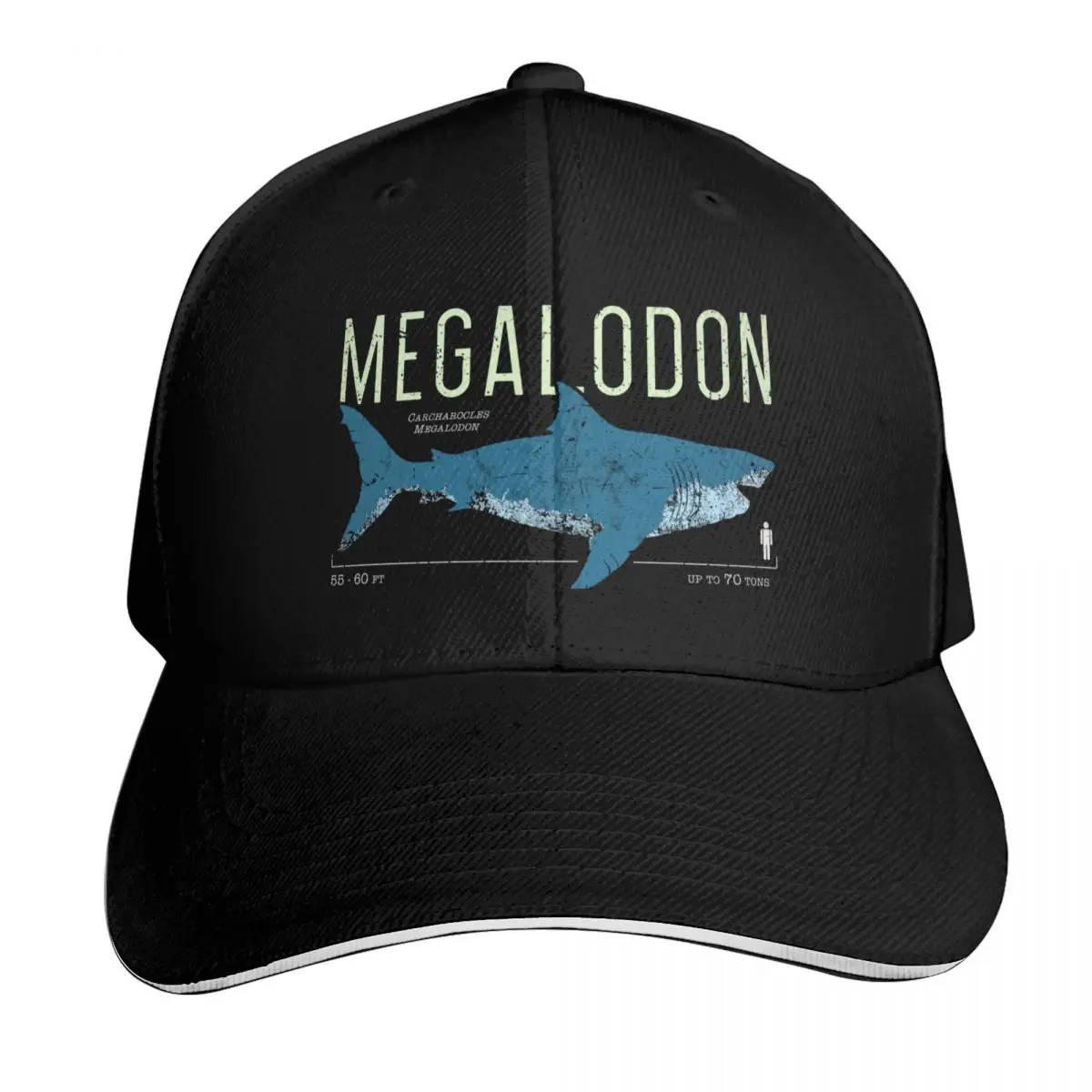 Megalodon Facts Baseball Cap Quick Dry Performance Cotton Twill Breathable Contrast Two Tone Brim