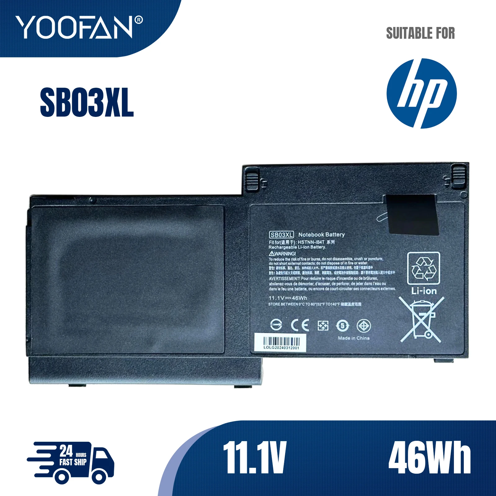 YOOFAN SB03XL battery for HP HSTNN-L13C HSTNN-IB4T HSTNN-LB4T 716726-421 for HP Elitebook 720 725 820 G1 G2 755 G3