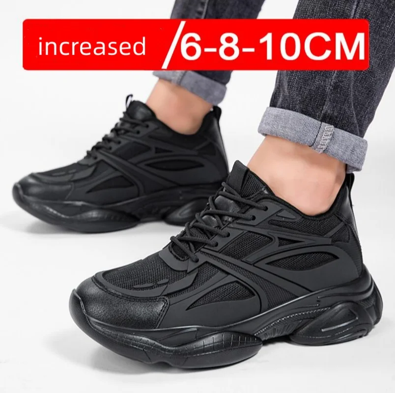 Men Sneakers Hidden Heels Elevator Shoes Plus Size 45 46 Heightening For Men Fashion Breathable 6 8 10 cm Sports Taller Shoe