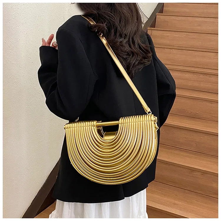 

Handmade Flow-Combed Woven Noodle Bag, High-End Hand-Held Evening Bag, Single Shoulder Crossbody Bag