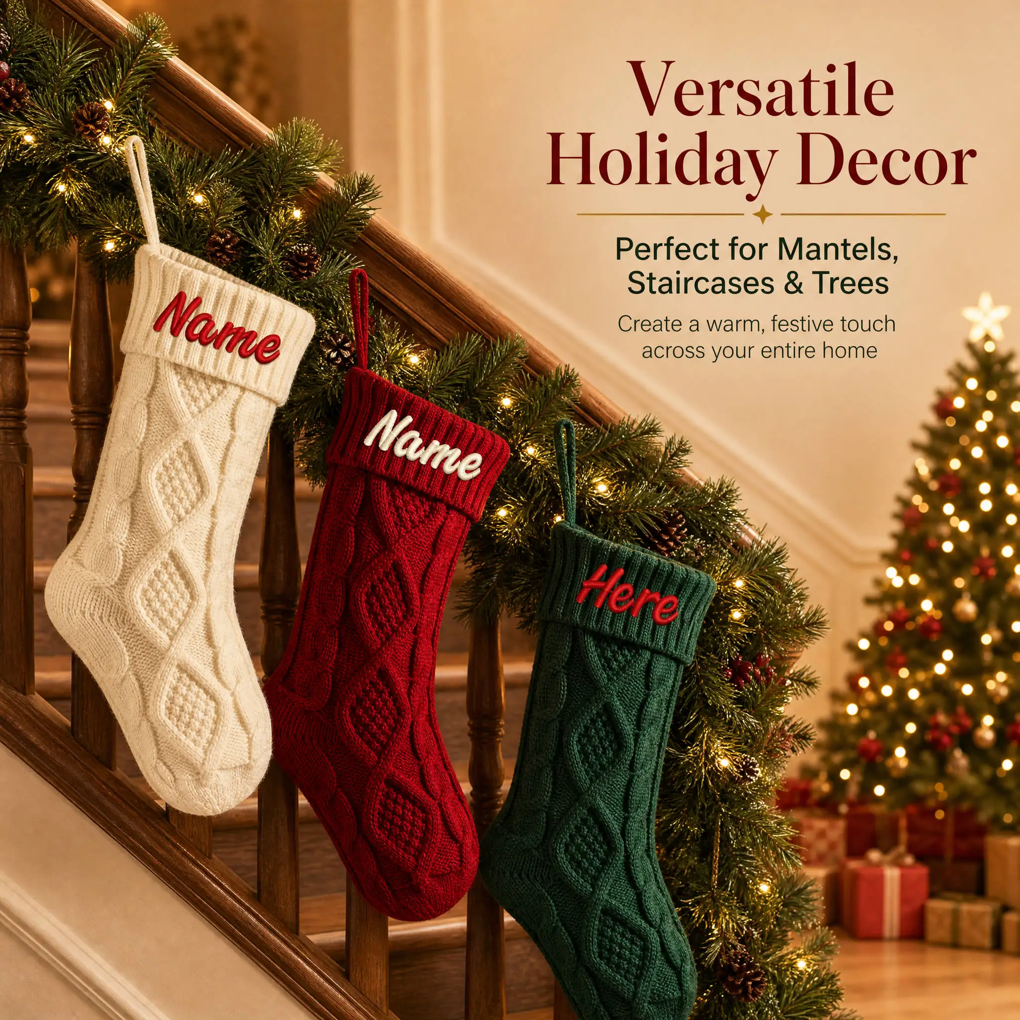 Embroidery Xmas Decorations - Personalisierte Weihnachtsstrümpfe mit Stickerei, individuell mit