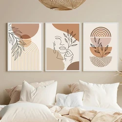 Creative Bohemian Light-colored Block Canvas Prints Nordic Minimalist Line Wall Art Poster for Living Room Bedroom & Home Decor