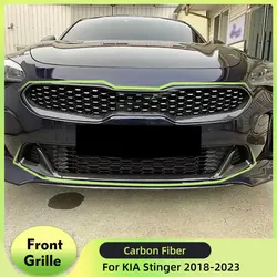 2PCS Front Kidney Bumper Grille Grill Frame For KIA Stinger GT EX Hatchback 4-Door 2018-2023 Carbon Fiber Car Front Bumper Grill