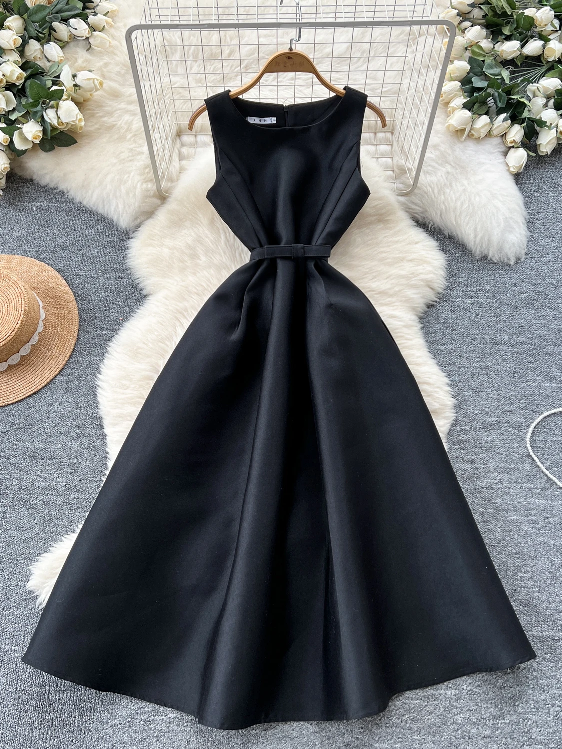 

Ele Long Dr женское летнее бальное платье с завязками на талии и пышной юбкой средней длины в Корейском стиле