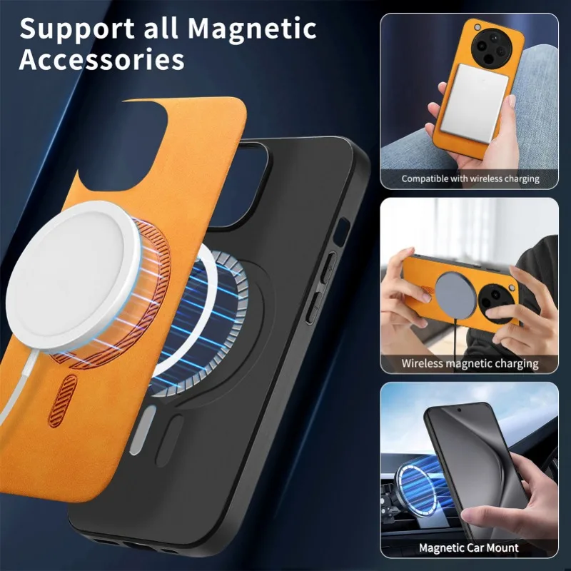 For Find X8 Pro X 8 Case X8pro Luxury Leather for Magsafe Magnetic Wireless Charging Cover for OPPO FindX8 Pro X7 Ultra Bumper