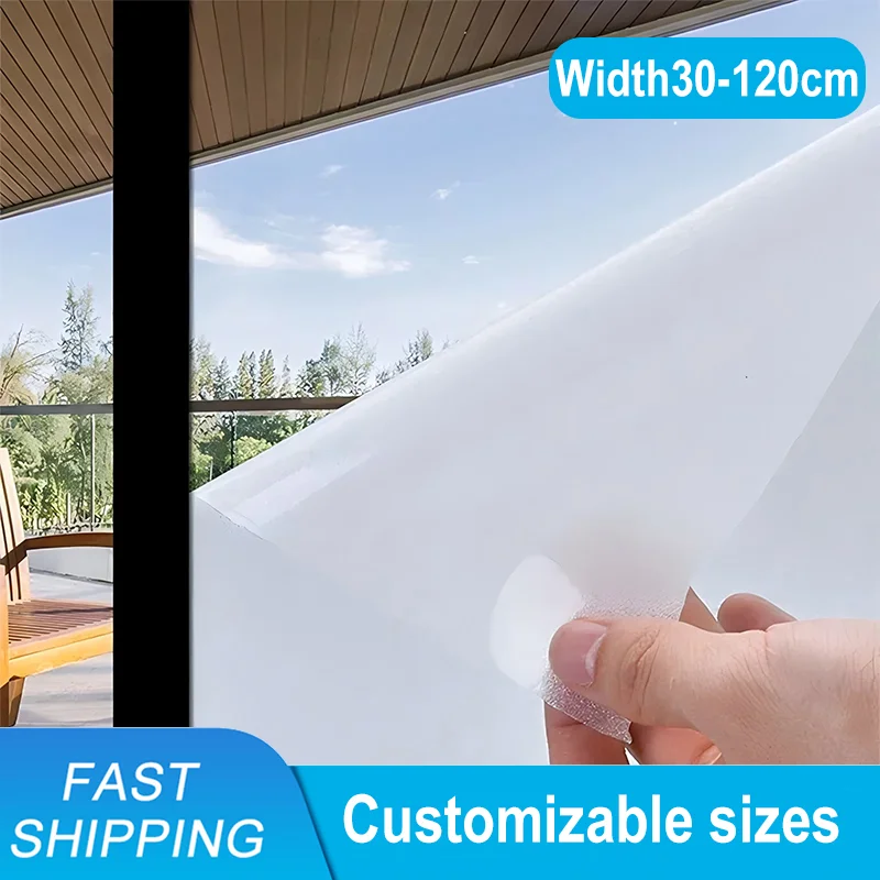 

Window Film Frosted Glass Window Privacy Film No Glue Bathroom Window Privacy Film Static Cling Non-Adhesive Sun Blocking Heat