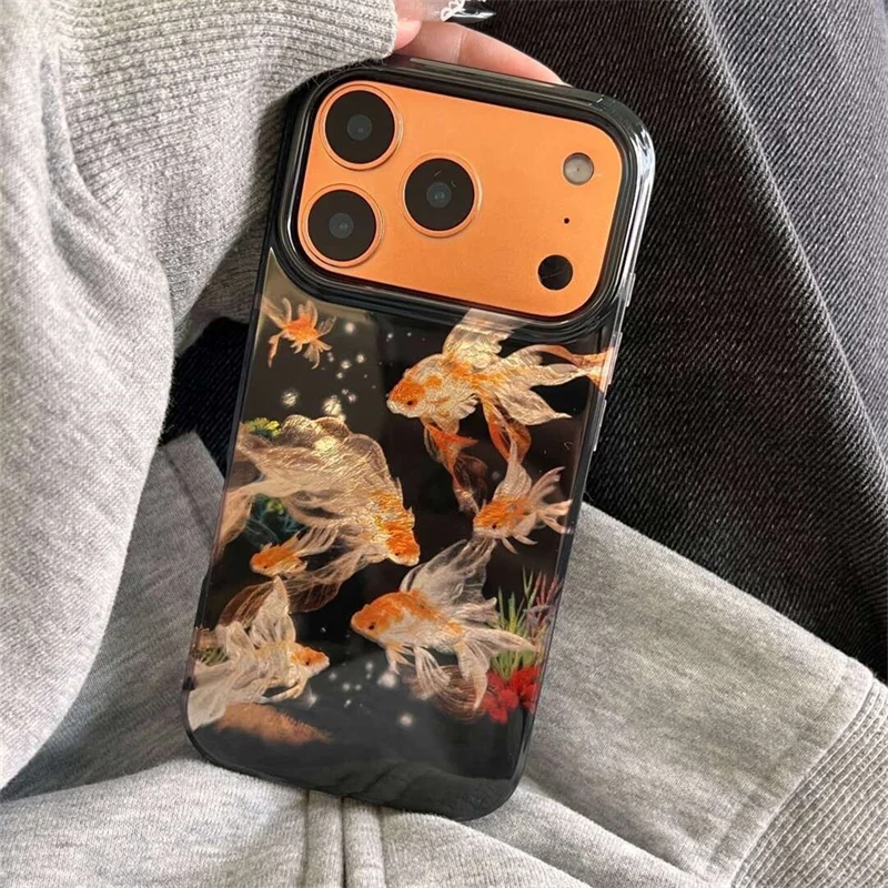 Whirlpool-Muster IND Black Bottom Lucky Koi Handyhülle für iPhone 11 12 13 14 15 16 17 18 Pro Max – Detail 6