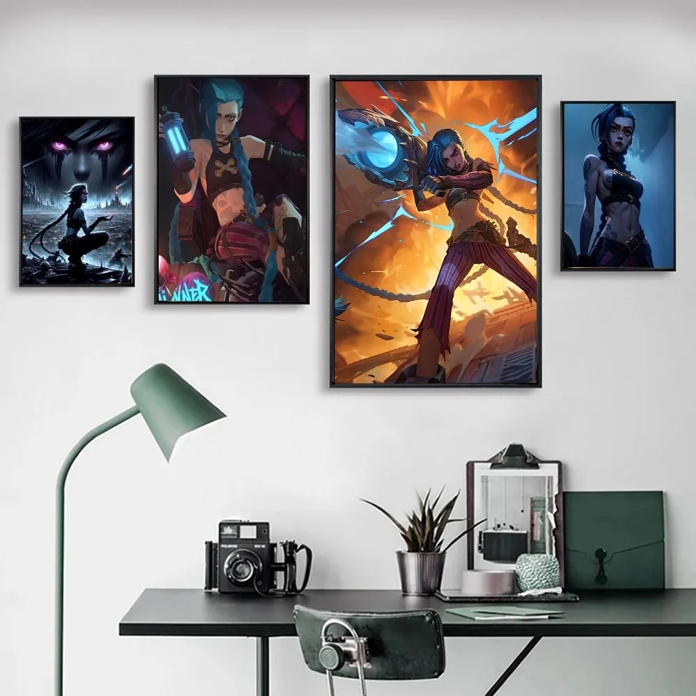 League Of L-Legends Jinx Poster Posters Kraft Paper Vintage Poster Wall Art Painting Study Aesthetic Art Small Wall Stickers