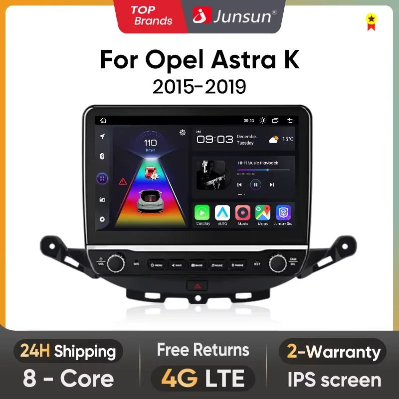 Junsun PX9 Wireless CarPlay Android Auto Radio For Opel Astra K 2015 2016 2017-2019 Car Intelligent Systems RDS BT WiFi 2 din