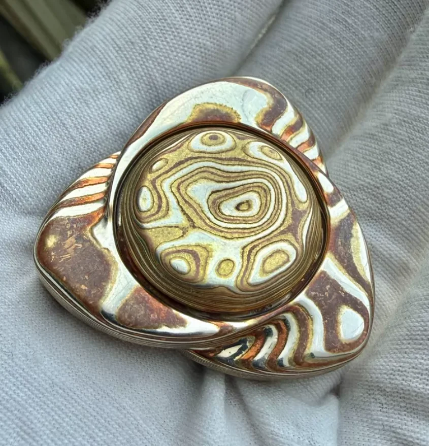Used EDC KAP Mokume Rose gyroscope fidget spinner metal decompression toy