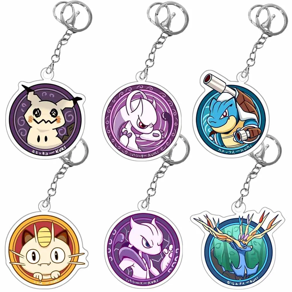 Acrylic Keychain Pokemon Dedenne Meowth Mewtwo Charmander Venusaur Anime Cartoon Key Chain Accessories Bag Pendant Decoration