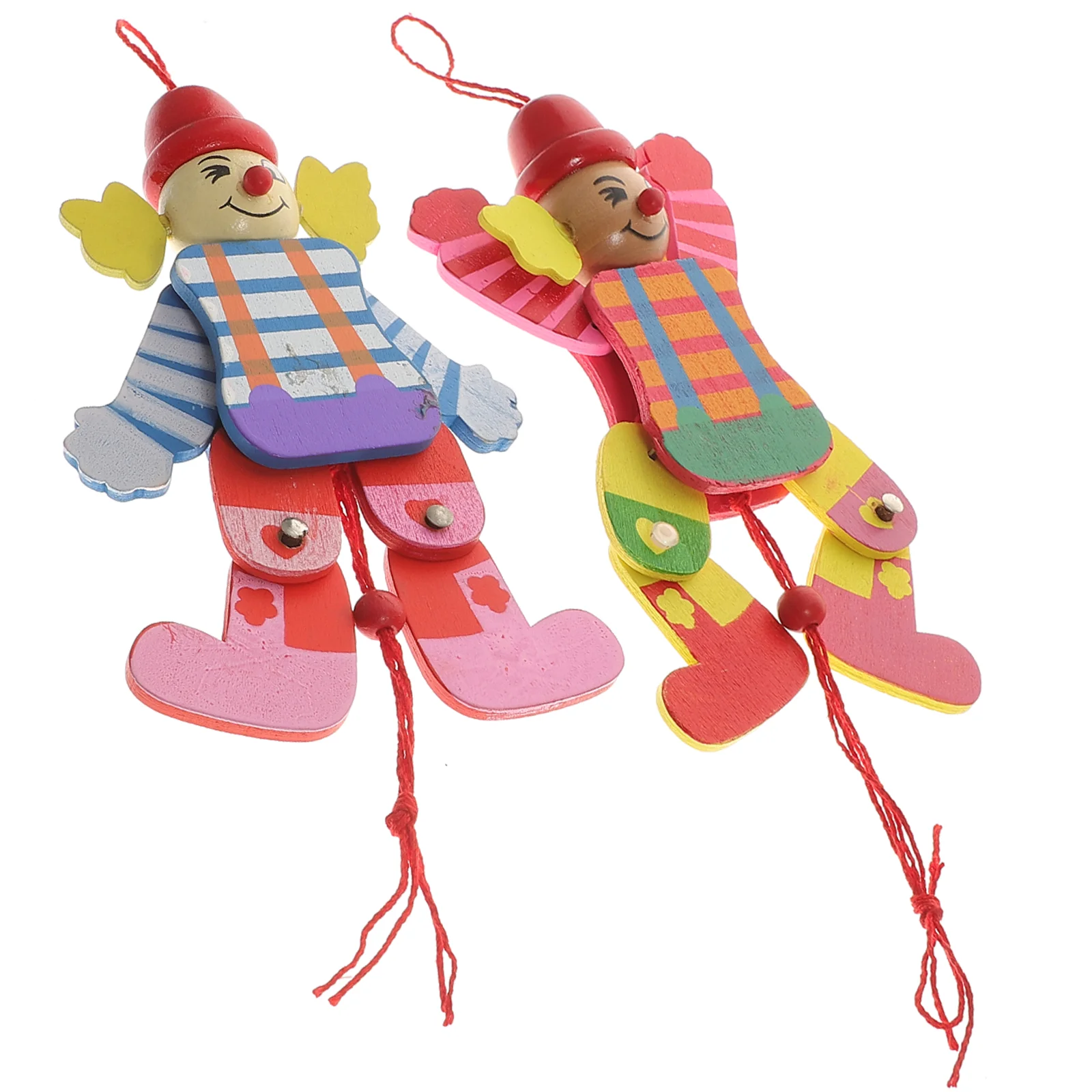 2 Pcs Clown Marionette Puppet Puppets Marionettes Funny Wood Hand Show Prop Cone