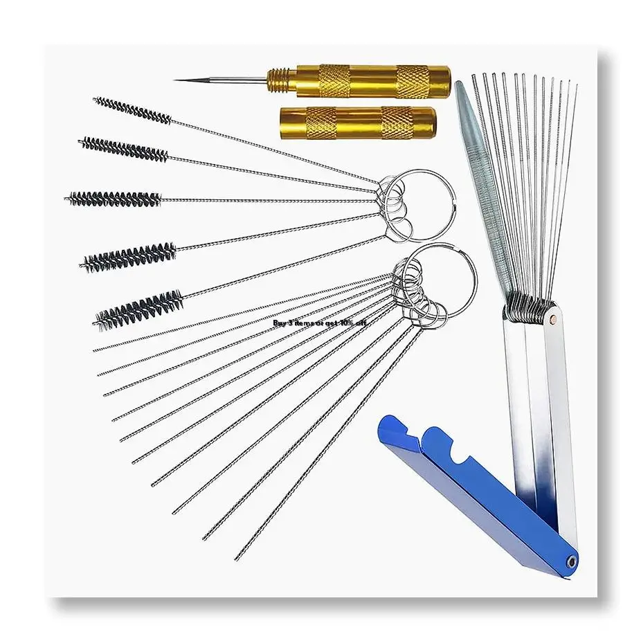 ✼Carburetor Cleaning Kit, 13 Wires + 10 Needles + 5 Brushes + 1 Pick, Premium Torch Tip Cleaner, Carbons Dirt Jet Remove