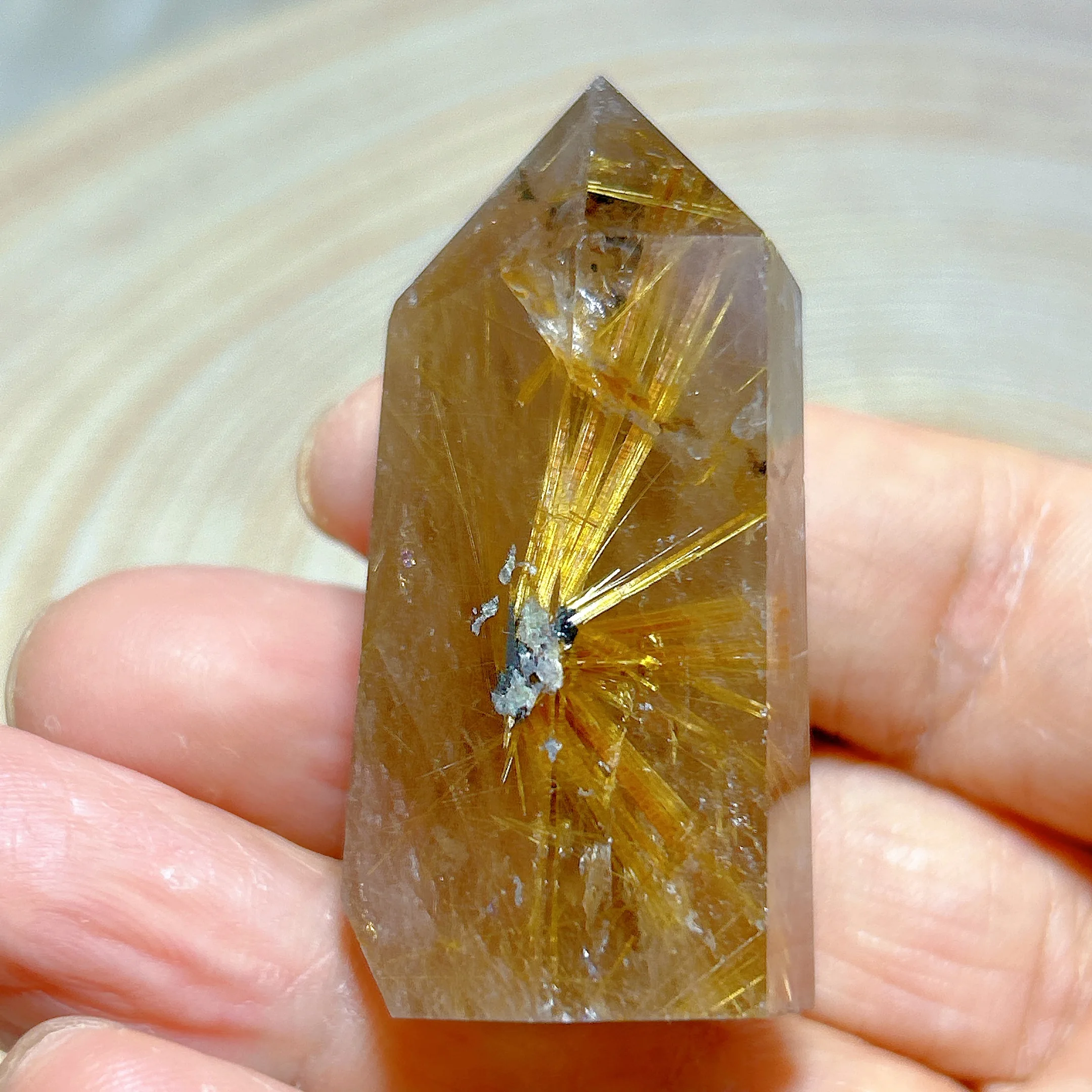 

High Quality Natural Crystals Golden Rutile Tower Point Healing Crafts Geode Desk Reiki Home Decorations Room Decor