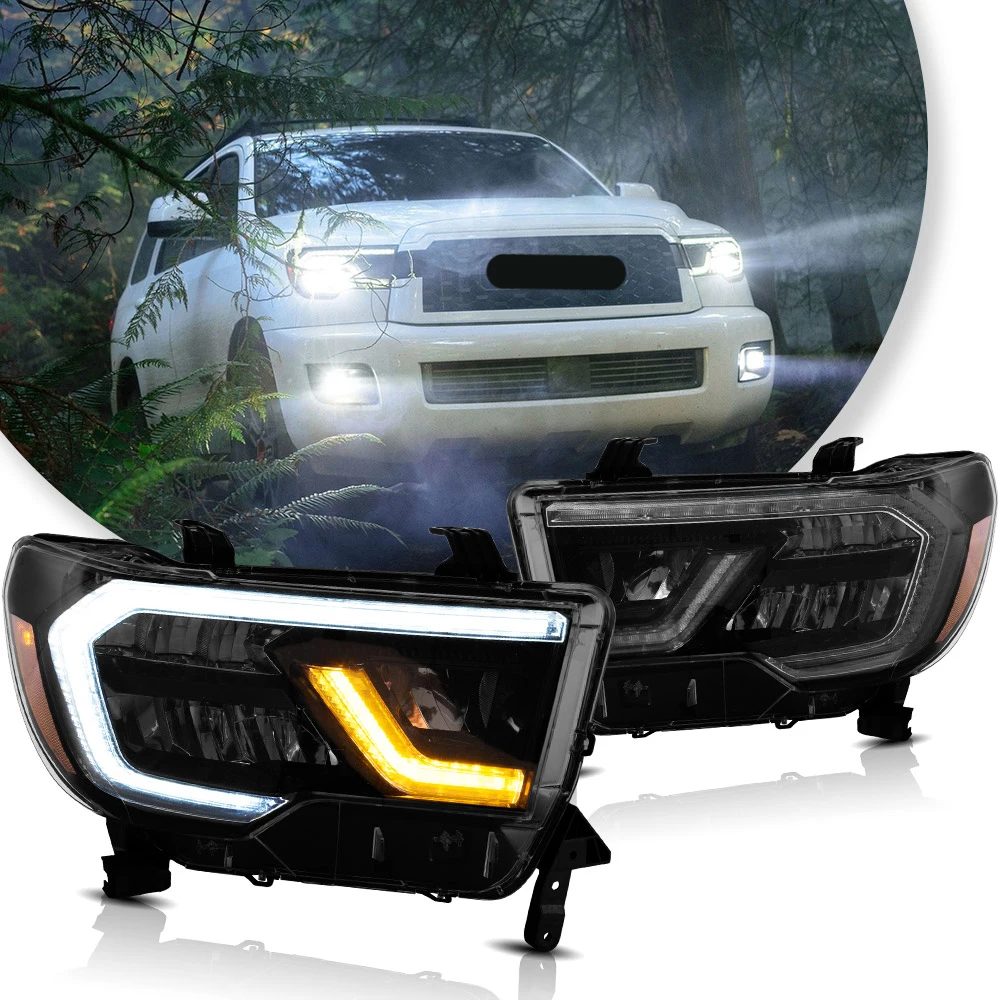 Vland 07-13 Tundra & 08-21 Toyota Sequoia LED Reflection Bowl Headlights Complete Assembly