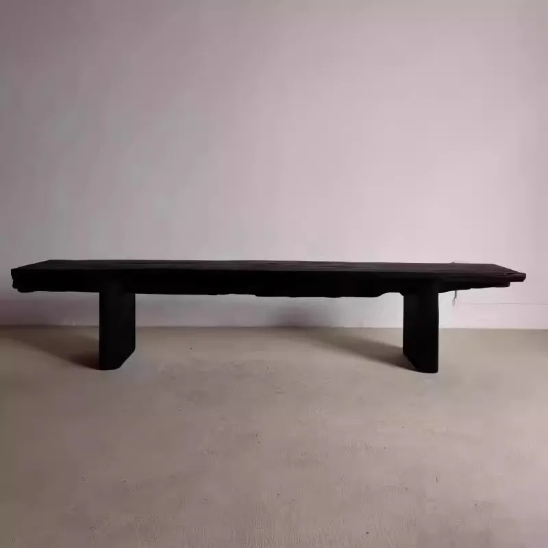 مقعد Wabi Sand Wind المتفحم من الخشب الصلب B & B مقعد ترفيهي من سجل الفندق مقعد طاولة القهوة القديم مقعد إبداعي بجانب السرير #2