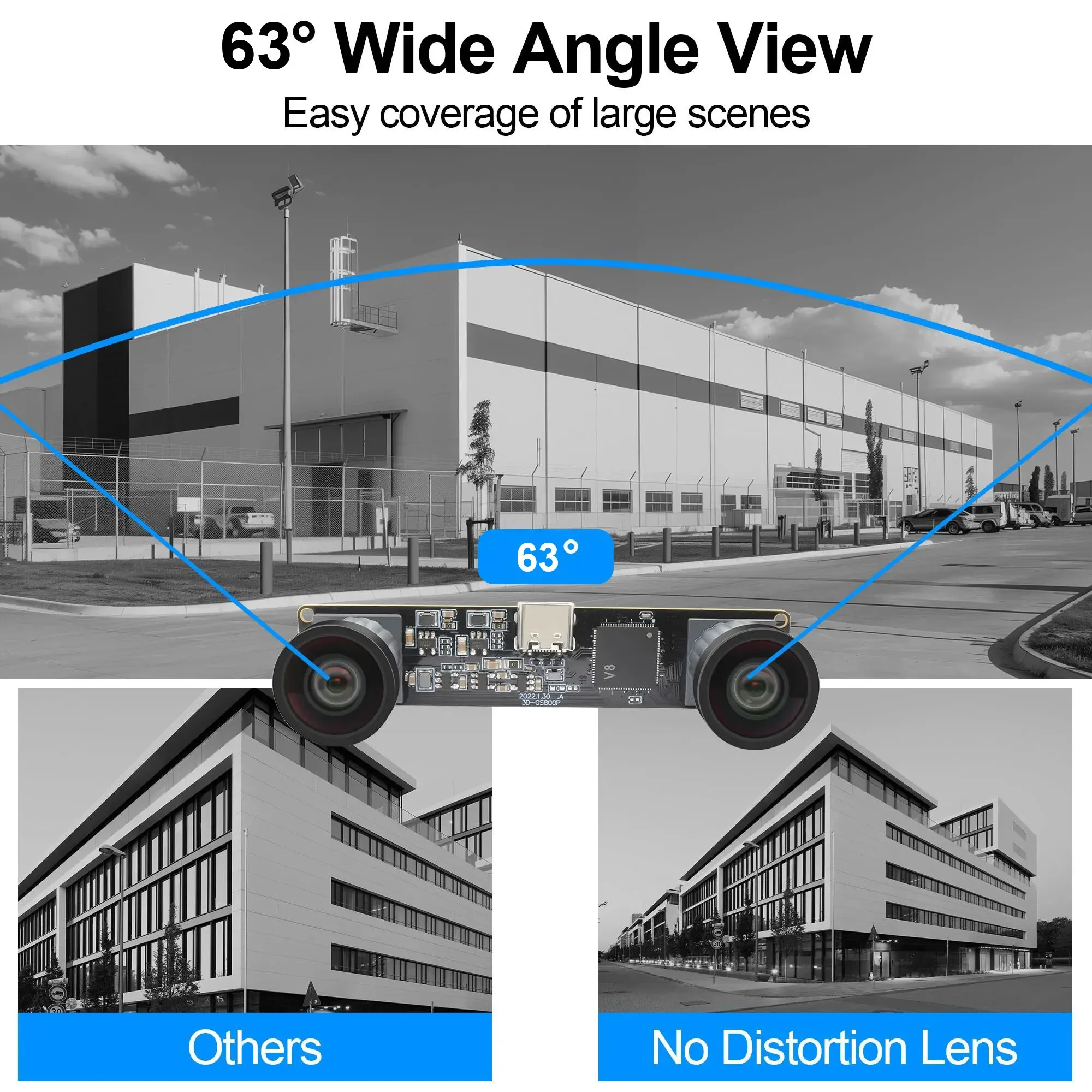 ELP 800P 120fps Global Shutter USB Camera Module Monochrome Dual Lens Synchronization 3D Stereo Webcam 210fps Golf Swing Camera