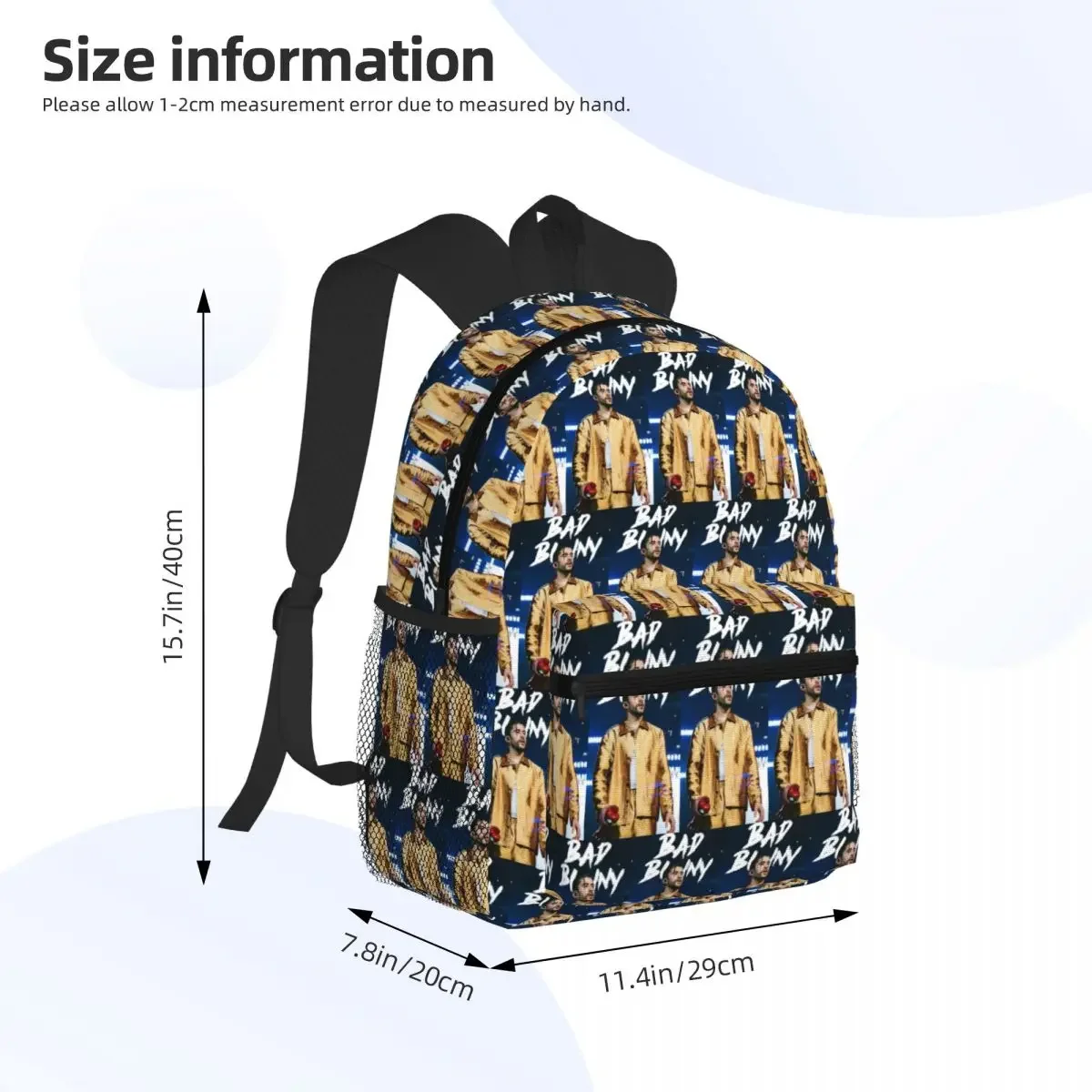 Rapper Bad Bunny Student Backpack School Bag Hiking Travel Daypack for Men Women Fashion Bookbag Shoulder Bags