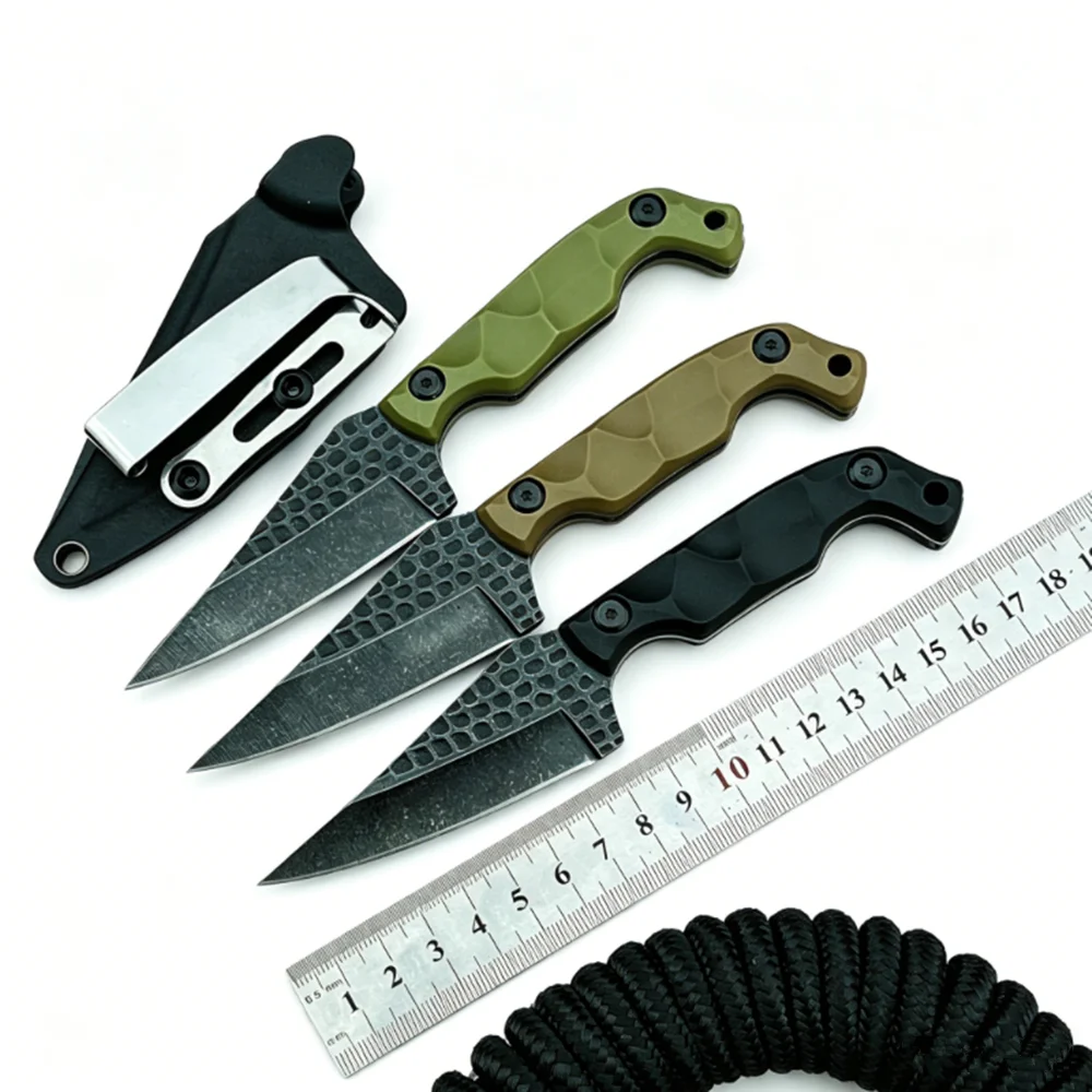 

Free Wolf Stelu Utility Outdoor D2 Fixed Blade Knife Nylon Fiber Handle EDC Camping Survival Fishing Hunting Knife
