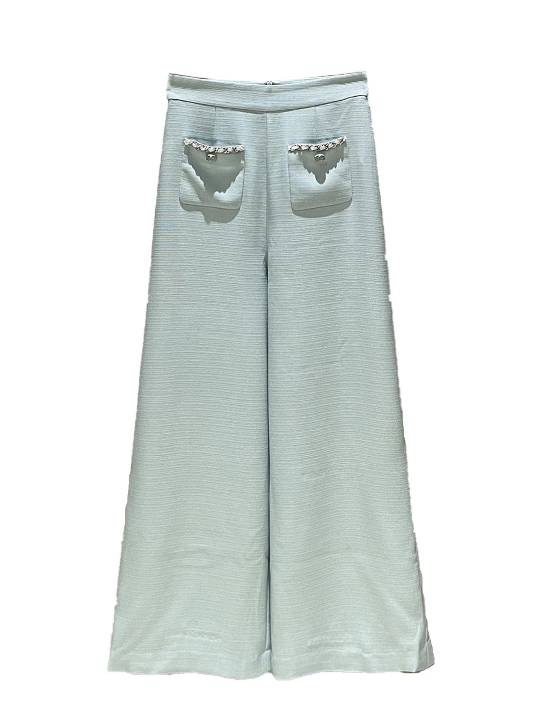 ارتفاع الخصر السراويل واسعة الساق فضفاضة كسول Sle لون فاتح عارضة السراويل الطويلة تصميم الإحساس المرأة الصيف Faion