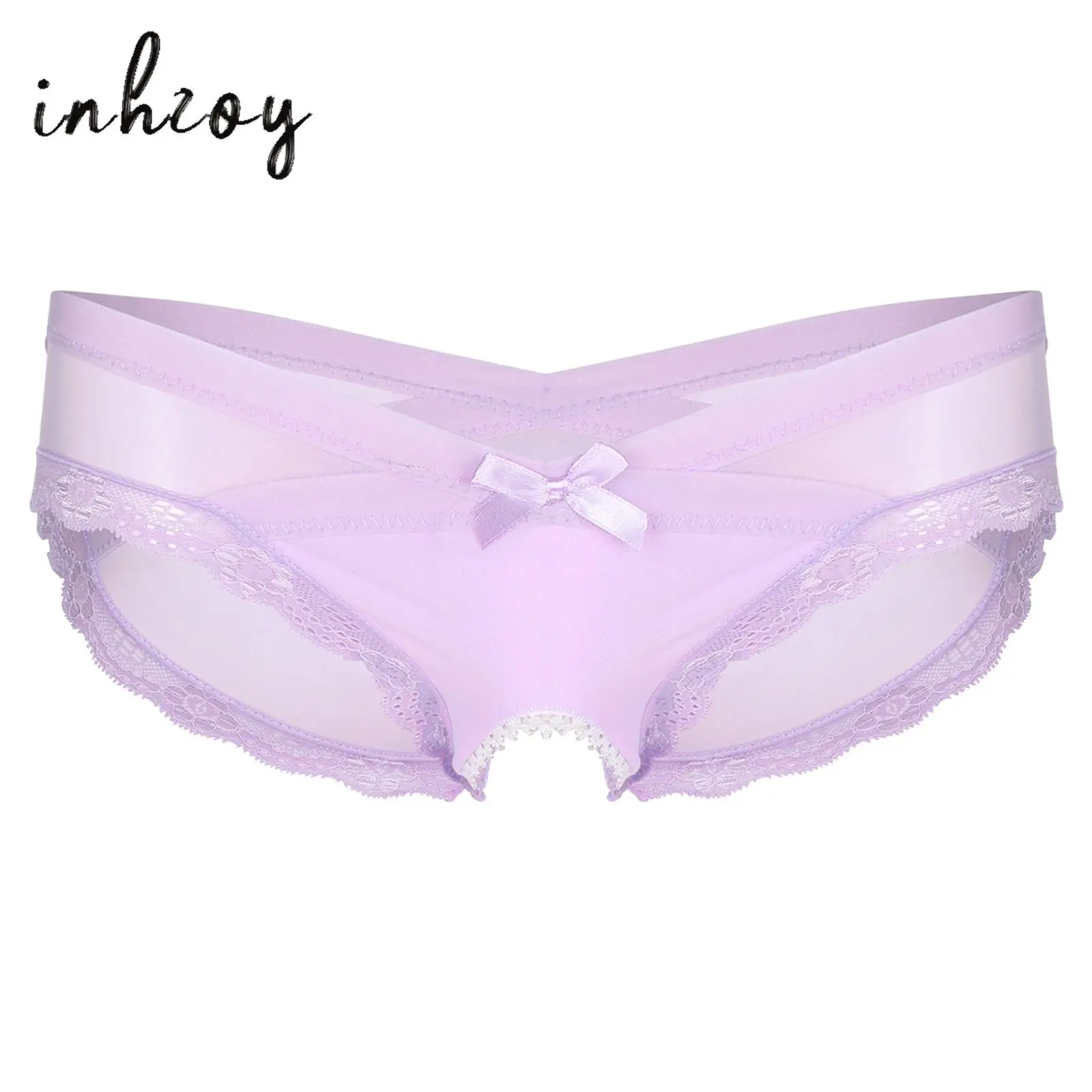 

Gay Mens Low Rise Crotchless Bikini Briefs Crossdress Panties Underwear Exotic Hollow Out Crotch Sheer Lace Thong Lingerie