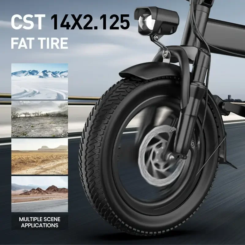 14" Electric Mountain Folding E Bike For Adults, 48V 10.3AH Battery Electric Motorcycle Foldable, 400W Peak Motor 19.7 MPH 19.7MILES Electric Ebike, Gears Electric Dirt Bike For Adults, Cheap Adults Electric Mountain Folding Bicycle ﻿ image 7
