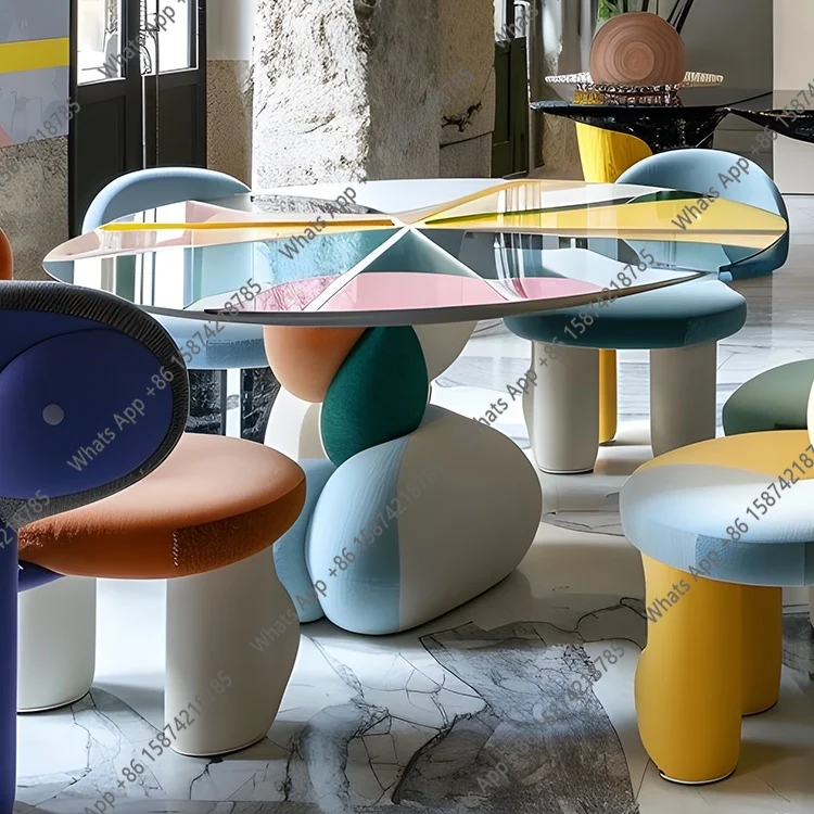 

J Color Design Dining Table Dining Chair Art Creative Furniture Multi-color Solid Wood Single Chair