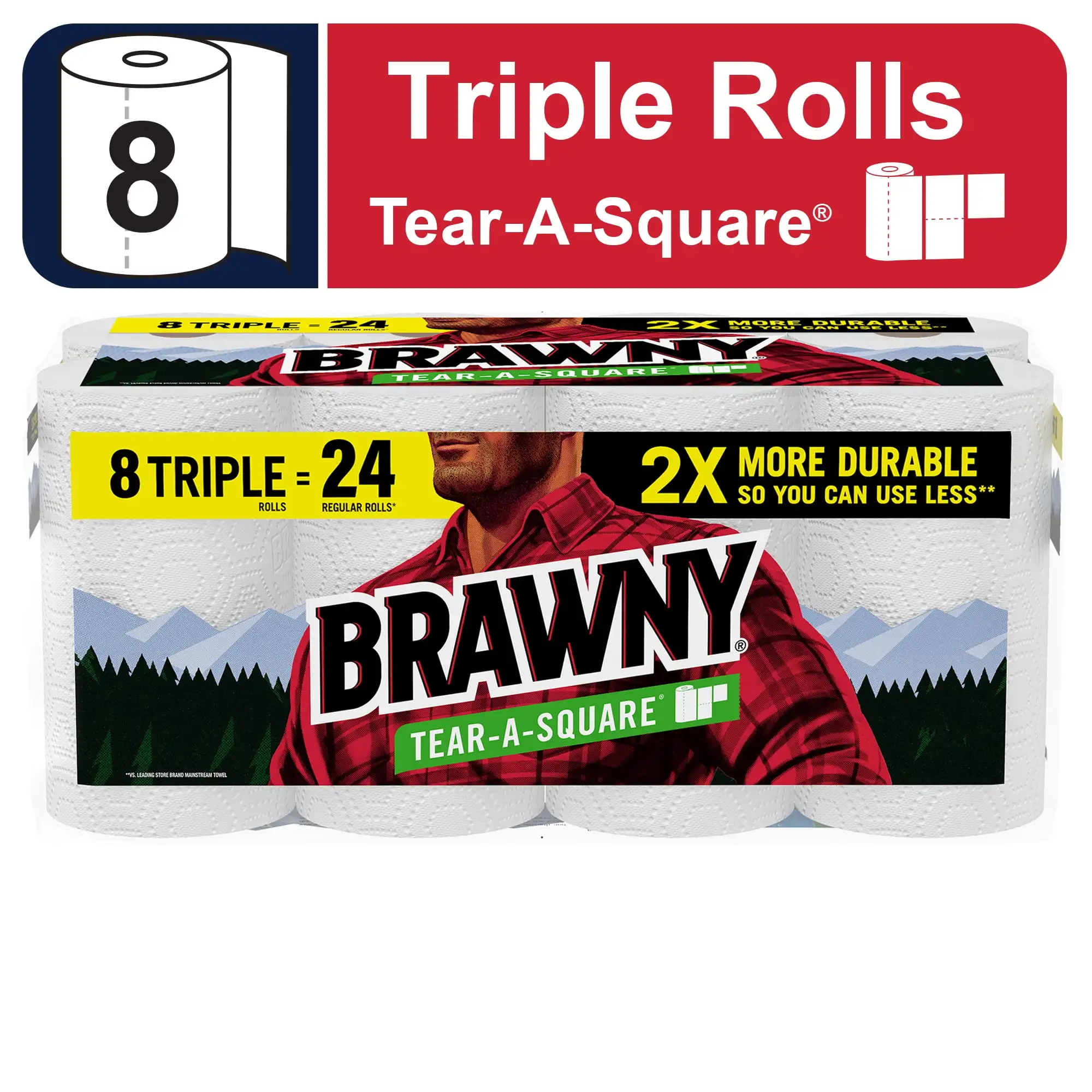 

Tear-A-Square Paper Towels, 8 Triple Rolls