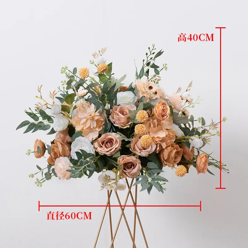 50/60cm Artificial Flower Ball Faux Rose Road Guide Wedding Table Centerpieces Decor Fake Bouquet for Party Stage Background