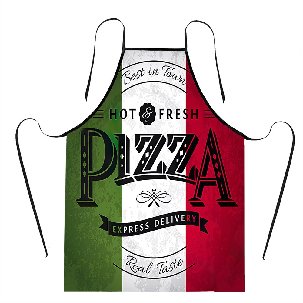 Retro Italian Flag Pizza Aprons Men Women Italy Pride Adult Unisex Kitchen Chef Bib Tablier Cuisine Cooking Baking Gardening