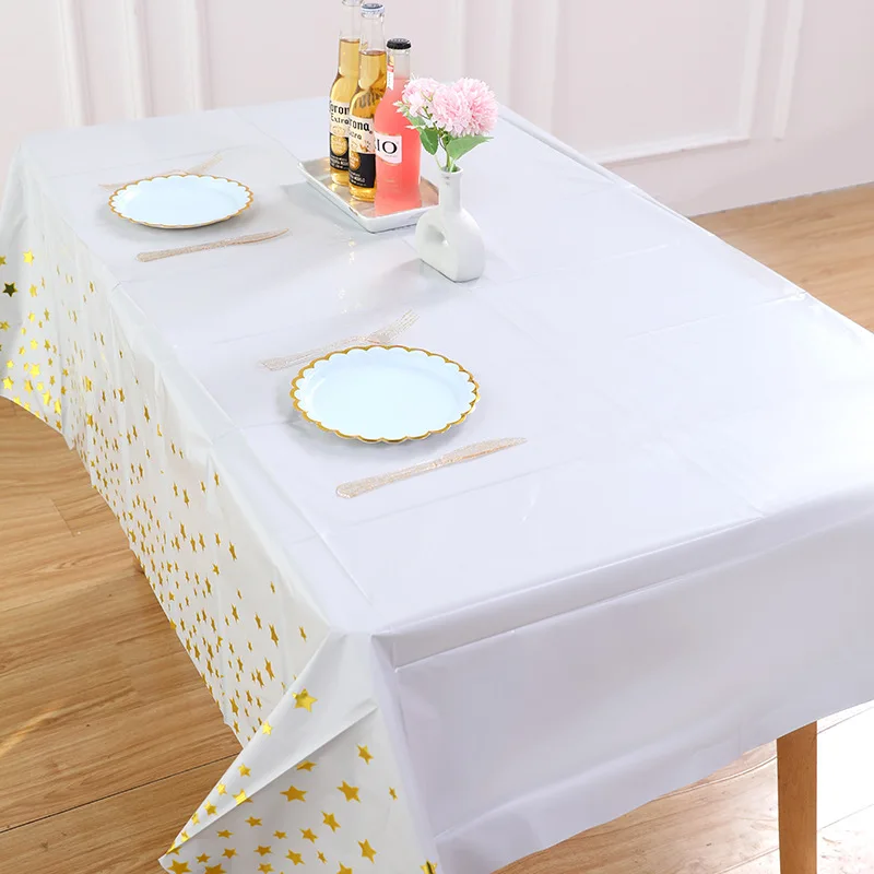 1pc Stamping Aluminum Film Tablecloth Party Scene Decoration Dots Waterproof Anti Fouling Tablecloth Birthday Decor Supply