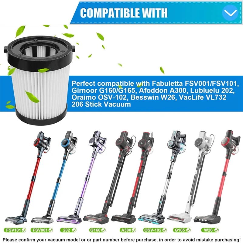 A26F-HEPA Filter For Fabuletta FSV101 FSV001 24 Kpa Cordless Stick Vacuum Replacement Parts Filters For Girnoor G160 & G165