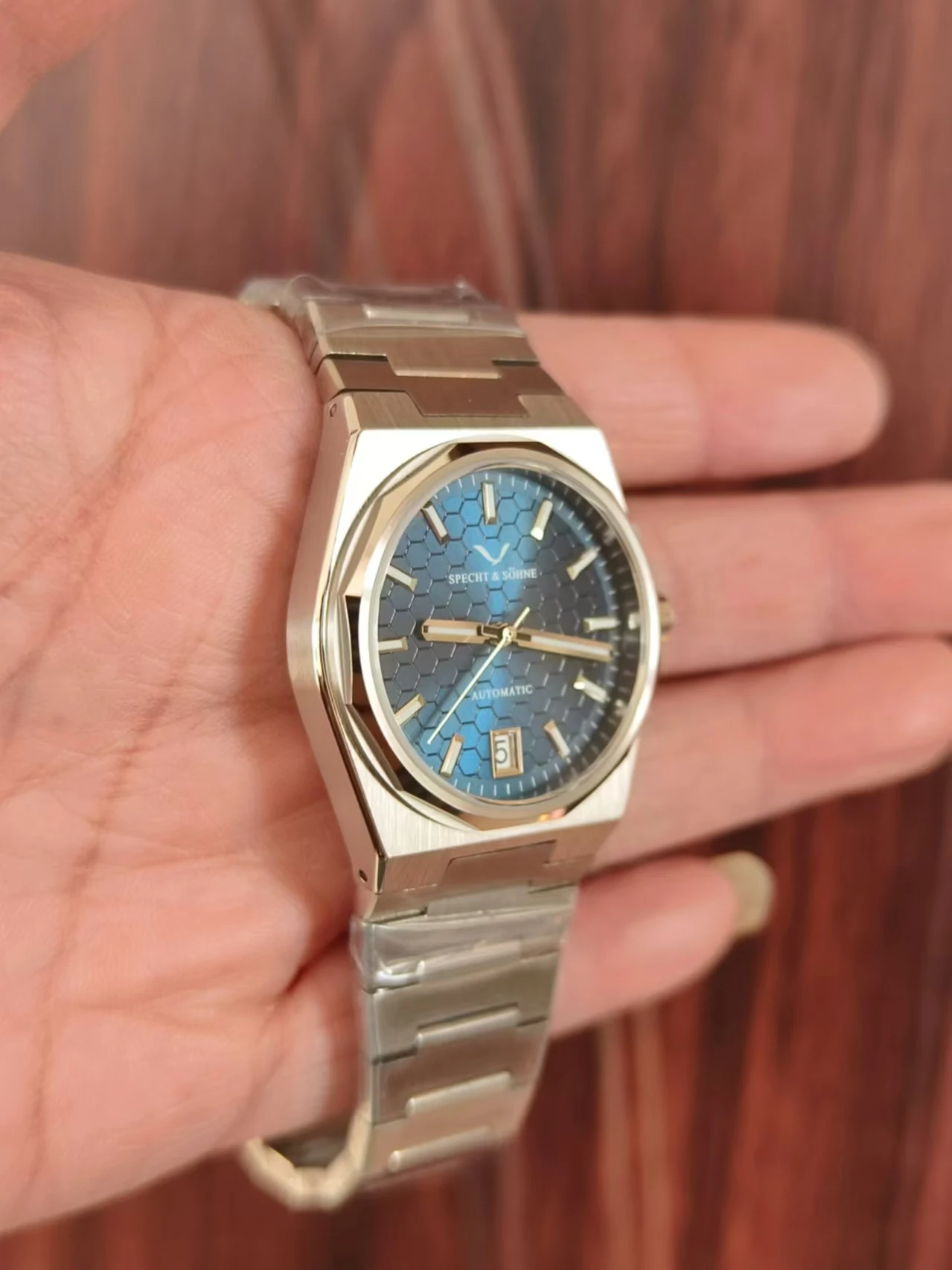 Specht & Söhne Luxury Business New Mens Watch NH35 Mechanical Wrist watch Honeycomb Dial Stainless Steel Watch Relogio Masculino