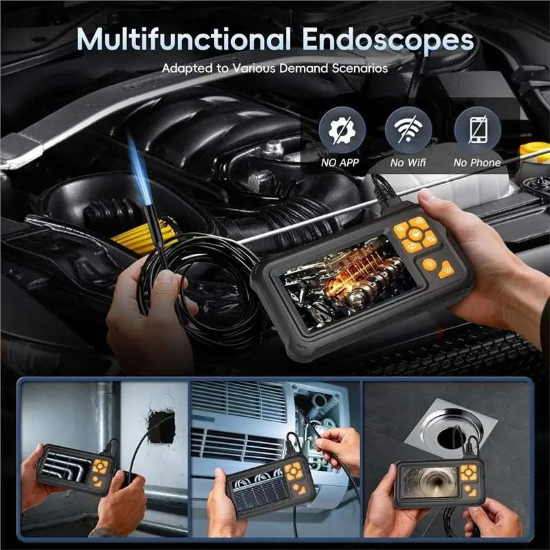 B63B-Endoscope Camera With Light 1080P HD Borescope Inspection Camera With LED Lights 4.3