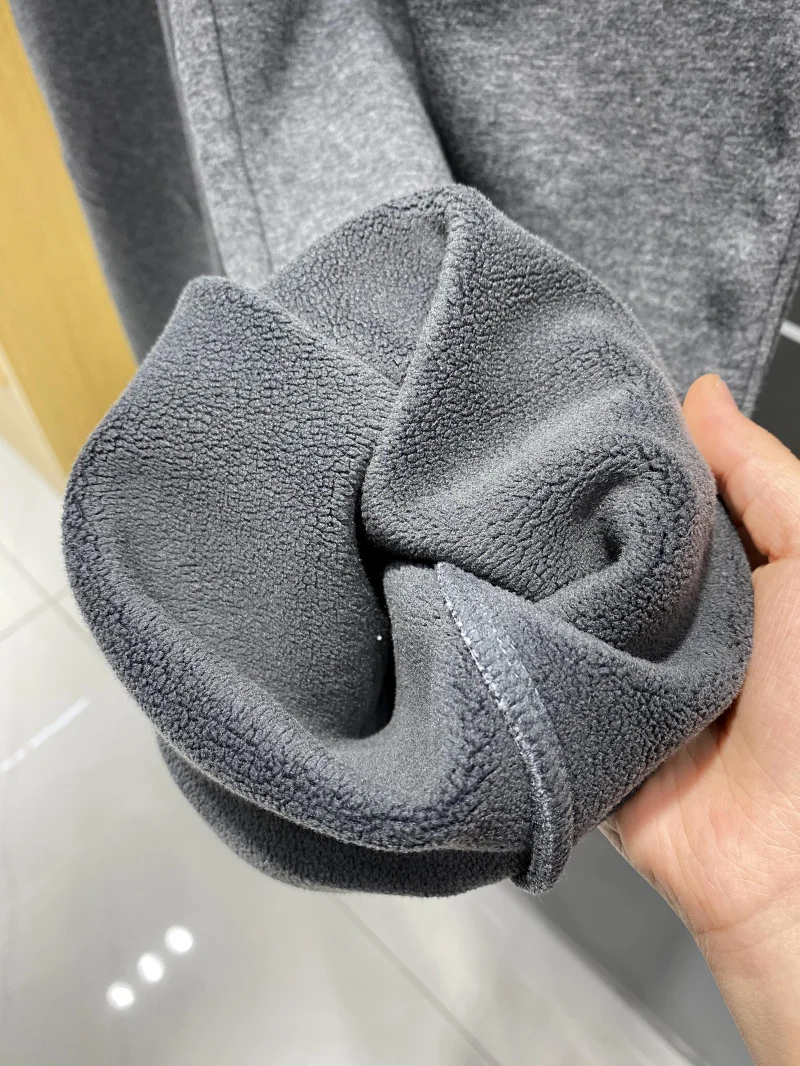 

Men's Winter Thiened Fce Lined Loose Straight Leg Casual Sweatpants Elastic Waist mid Waist Long Pants Cotton Polyester ...