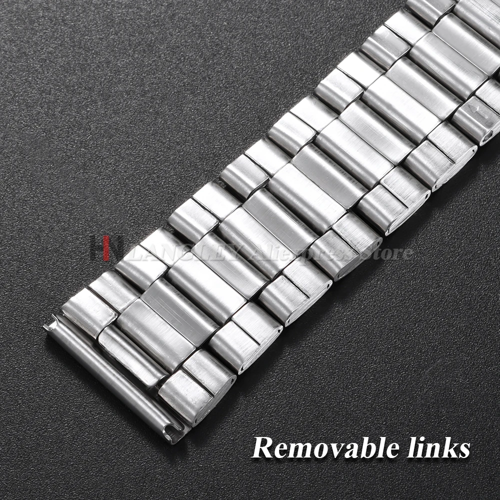 Cinturino per cinturino in acciaio inossidabile 18mm 20mm 22mm per Seiko per Omega per Rolex Orologio da uomo con fibbia pieghevole Accessori per orologi