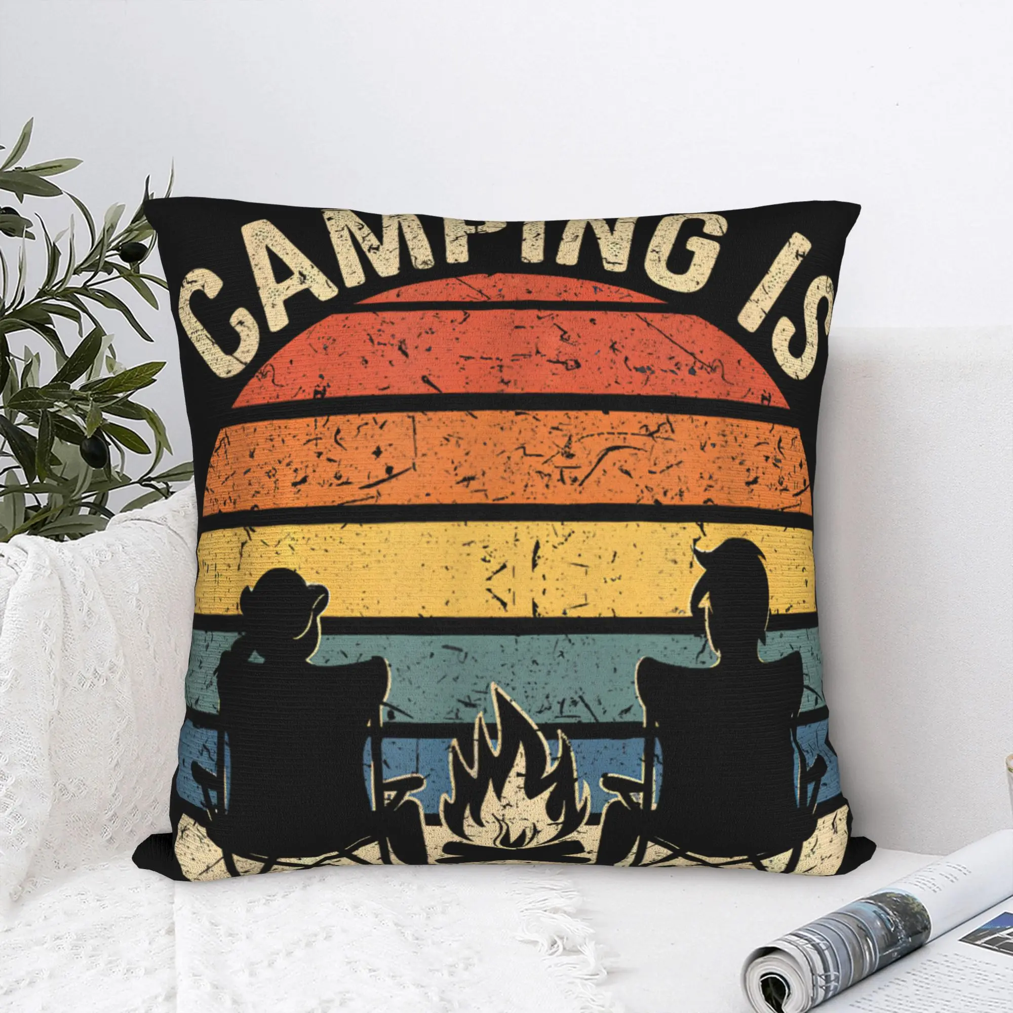 Pillow Cover Camping is My Therapy  Funny Pillow Case For Living Room Bed Chair Pillowcases