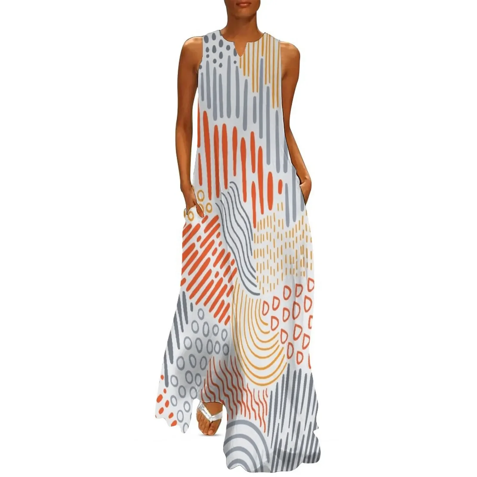 

Doodle Handdrawn Abstract Pattern Long Dress dresses women summer 2025 Bride dresses Women's summer dress Dress