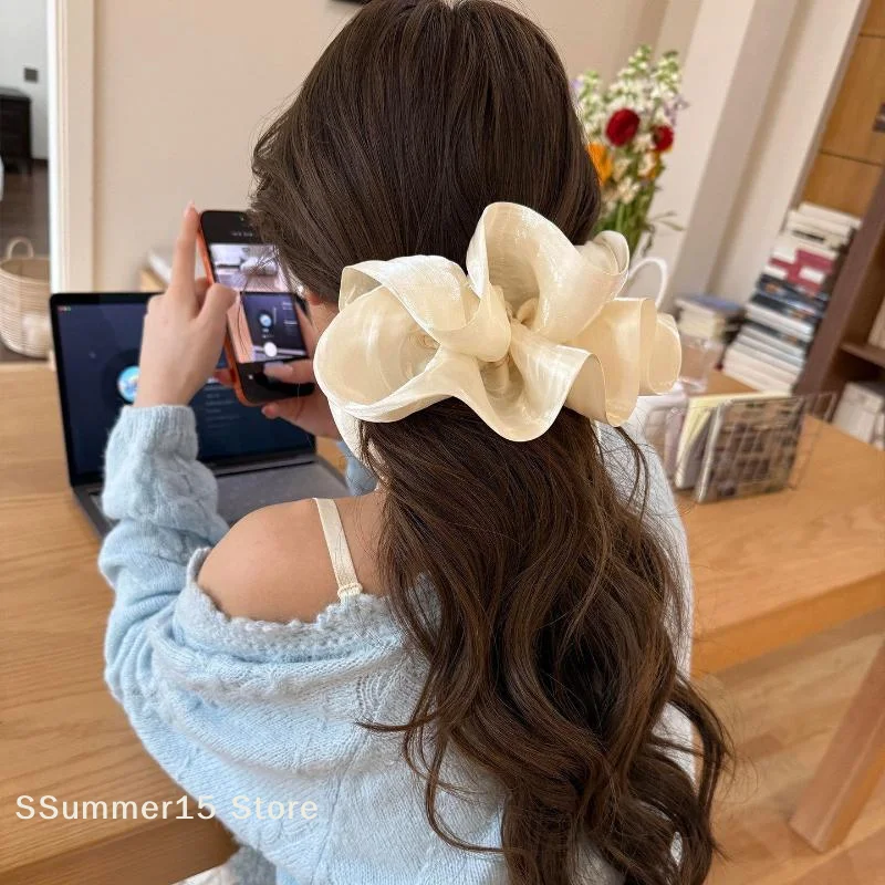 【R】Big Bow Hair Claw Clip for Women Girls, Chic Ponytail Crab Hairpin Claw, Elegant Barrettes Headwear Hair Accessories Gift view 4