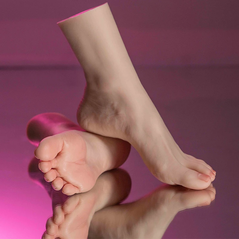 Veikmv Mannequin Silicone Foot Real Skin Texture Simulation Female Feet Shoes Display Fetish Toy Shoot Props Full Positioning