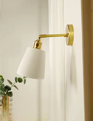 Nordic Style Wall Lamp Ceramic with switch for Living Room Bedroom Vintage Sconce Lights Adjustable Brass Bedside Reading Light