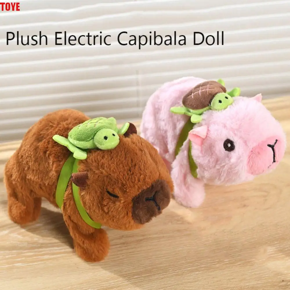 Can Bark Plush Electric Capibala Doll Simulation Funny Electric Capibala Plush Toy Cute Can Walking Kids Girl Boy