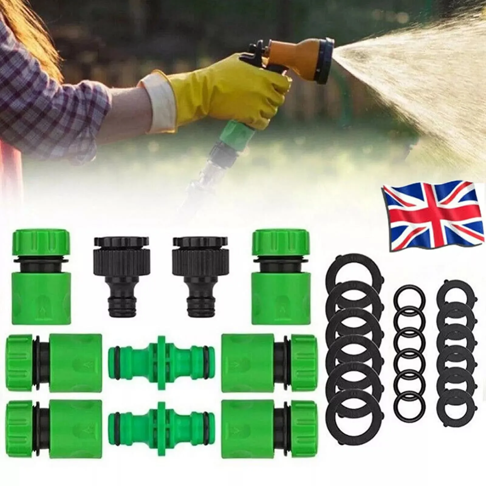 HOZELOCK Hose Connector Set Garden Watering Tap Fitting Pipe Water Lock Quick Connect Universal Outdoor Hoselock Spray Faucet
