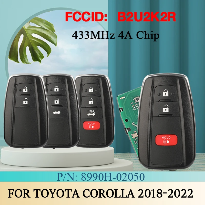 

Jingyuqin P/N: 8990H-02050 FCCID: B2U2K2R Умный дистанционный ключ от автомобиля 433 МГц 4A Чип HITAG AES NCF29A1M для Toyota Corolla 2018-2022
