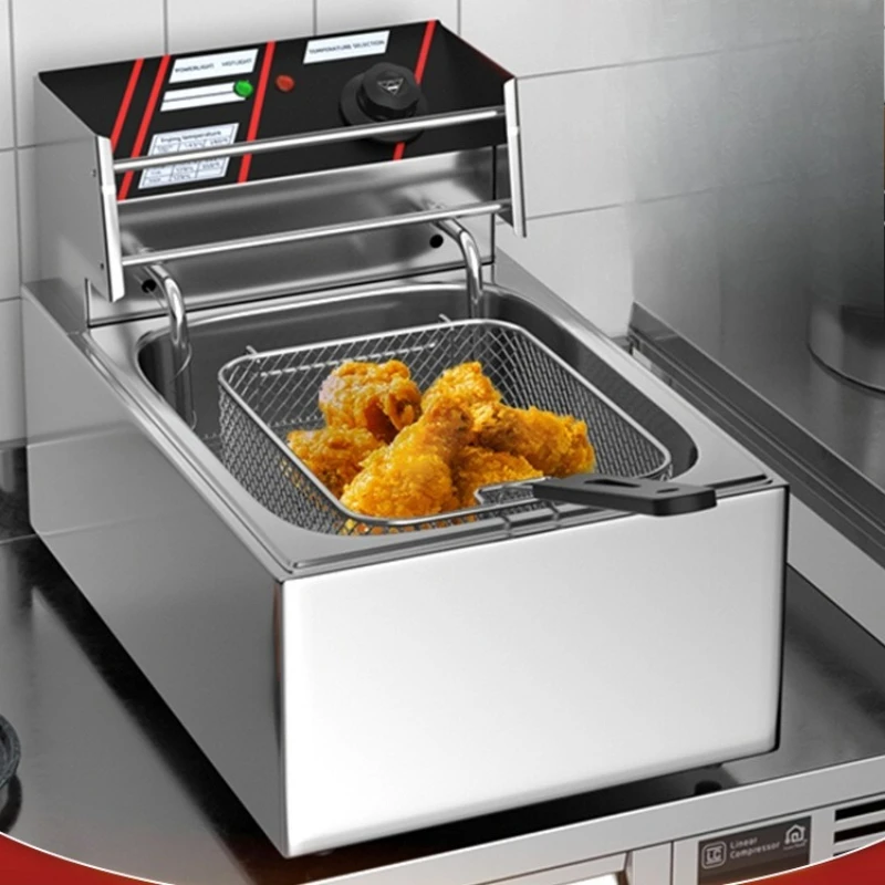

Fryer, commercial, stall, single cylinder, constant temperature, fried fritters, special pan for frying skewers, electric fryer