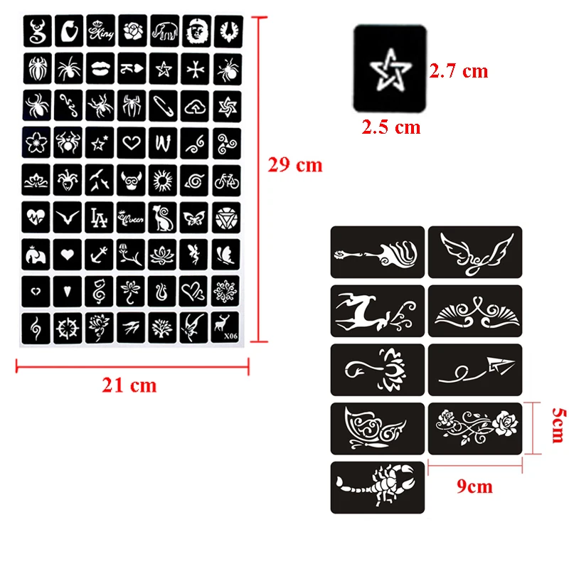 16 Pcs/Lot Henna Tattoo Stencil Kit Temporary Airbrush Tattoo Stencils Body Art Hand Paint