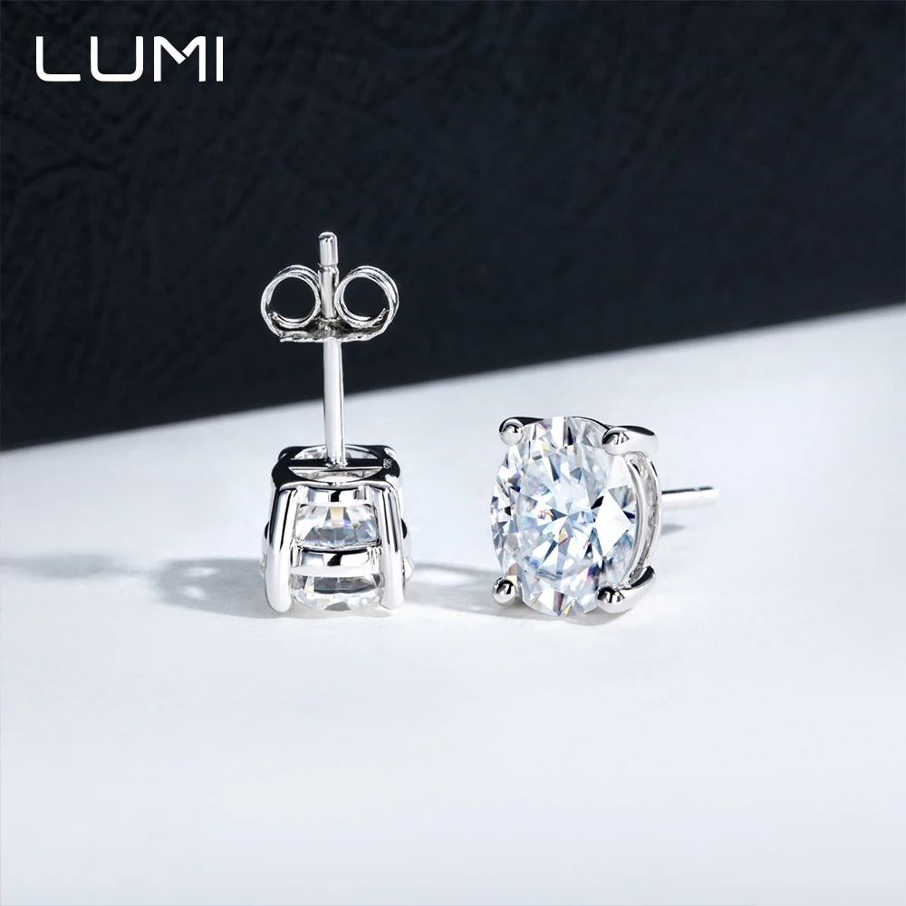 

0.5-3cctw Single Oval Moissanite S925 Silver Stud Earrings for Her Beautiful Daily Wear Anniversary Birthday Jewelry Present
