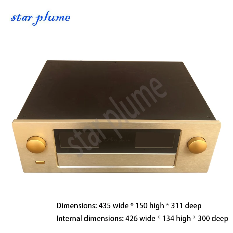 430*140*311mm Accuphase All Aluminum Amplifier Case Dual VU Meter Preamplifier Case DAC/Decoder/Tube Amplifier Chassis DIY Box