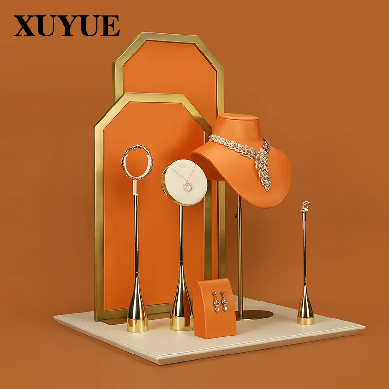 Jewelry props orange high-end window set of counter accessories display display display display jewelry props